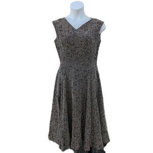 Vintage Dress Size 18 Brown 1950s 60s Twirl Midi Rockabilly Retro Housewife